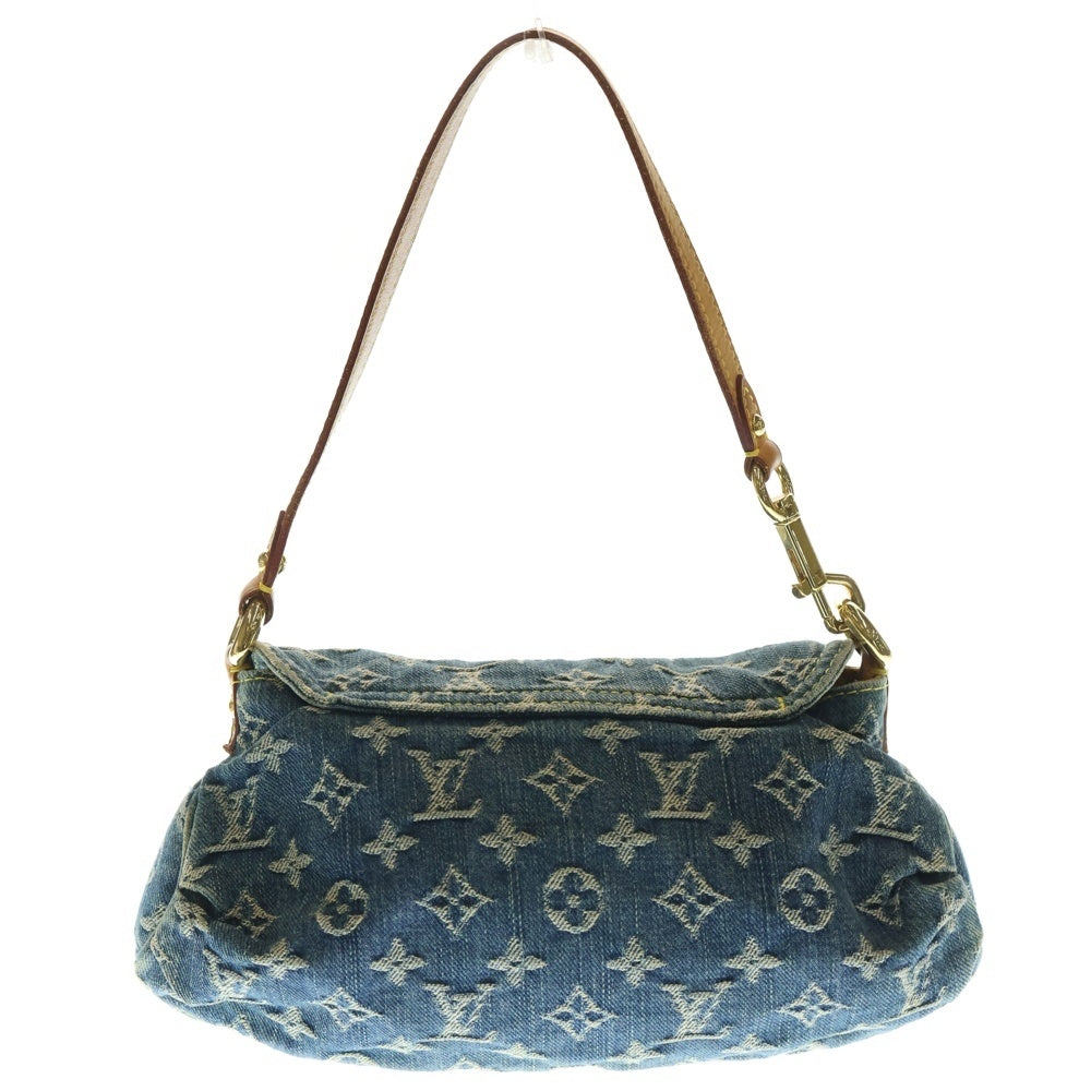 LOUIS VUITTON(ルイヴィトン) モノグラム ミニプリーティ ハンドバッグ ワンショルダーバッグ インディゴブルー デニム×レザー ゴールド金具 M95050