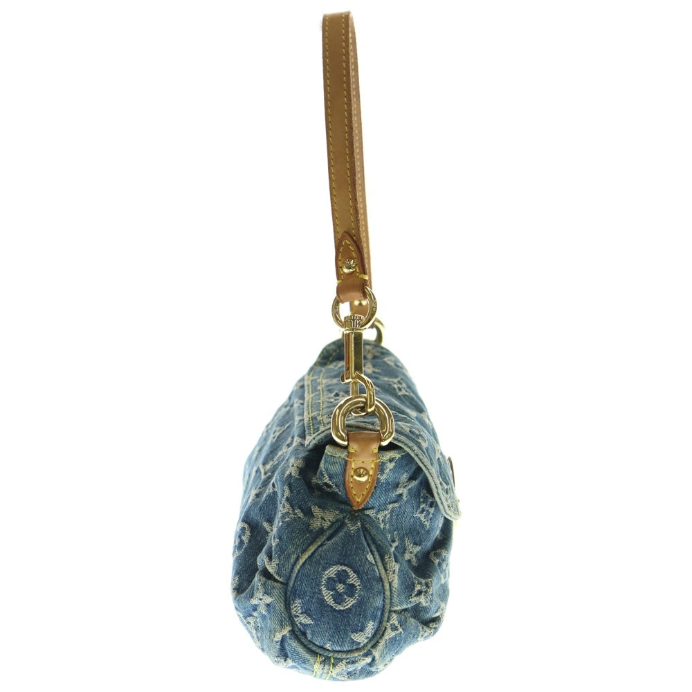 LOUIS VUITTON(ルイヴィトン) モノグラム ミニプリーティ ハンドバッグ ワンショルダーバッグ インディゴブルー デニム×レザー ゴールド金具 M95050