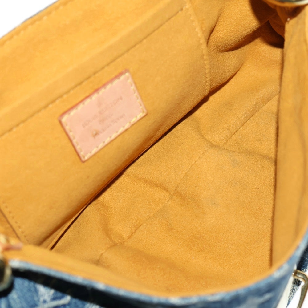 LOUIS VUITTON(ルイヴィトン) モノグラム ミニプリーティ ハンドバッグ ワンショルダーバッグ インディゴブルー デニム×レザー ゴールド金具 M95050