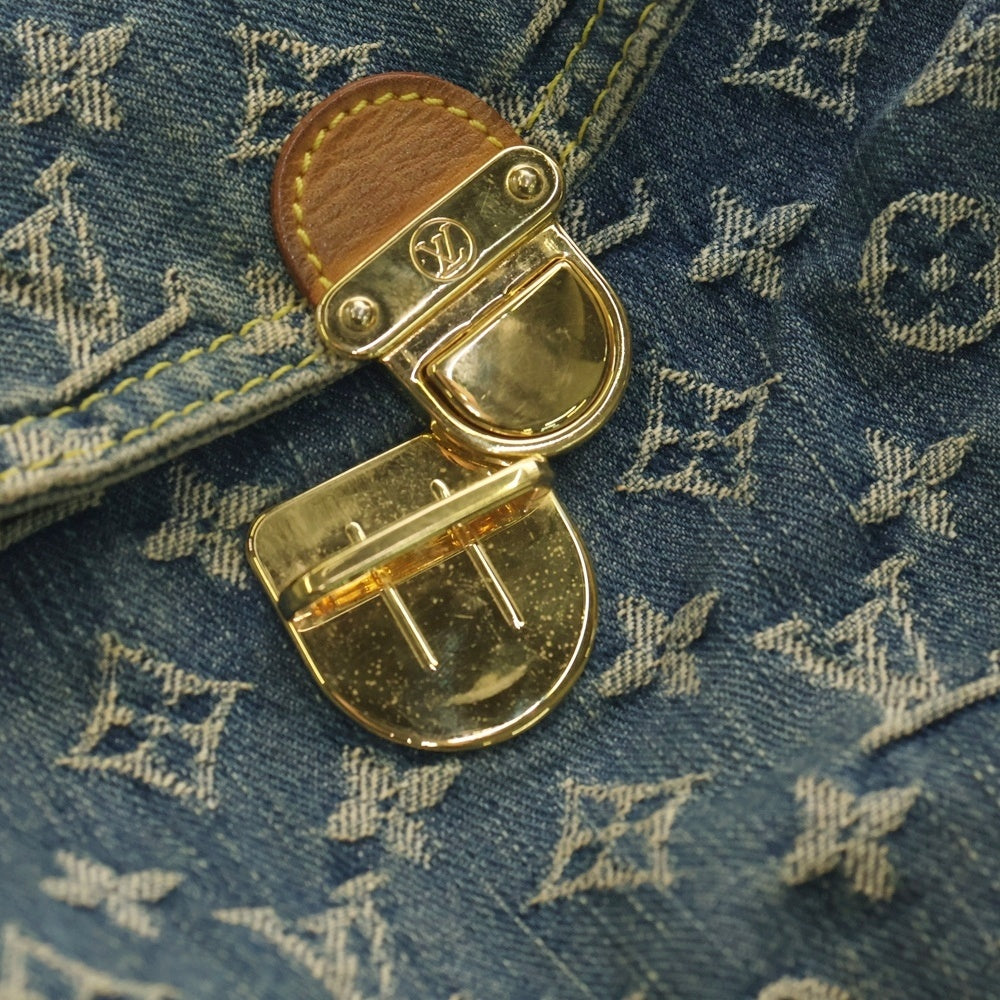 LOUIS VUITTON(ルイヴィトン) モノグラム ミニプリーティ ハンドバッグ ワンショルダーバッグ インディゴブルー デニム×レザー ゴールド金具 M95050