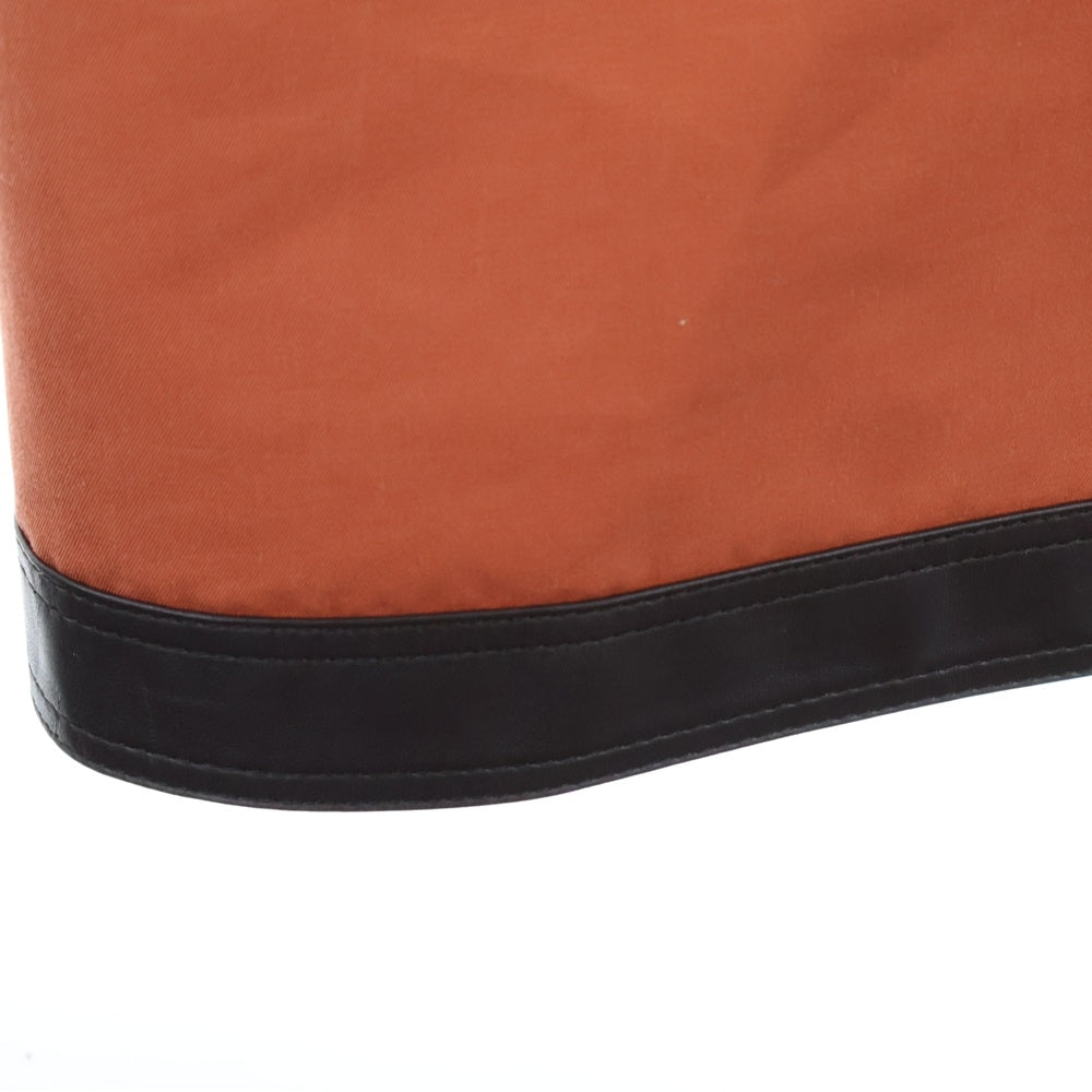 HERMES(エルメス) 22SS ラムスキン レザー トリム コットン スナップボタン ステンカラー ロング コート オレンジ/ブラウン レディース 2E0150DX