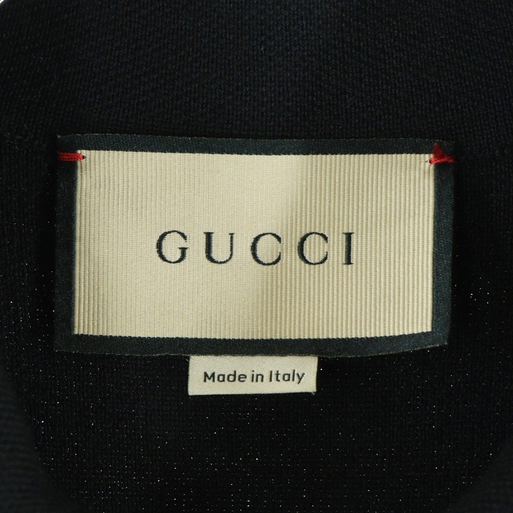 GUCCI(グッチ) GGピケ ロゴ刺繍 ウールニット コントラストトリム ワンピース ドレス ブラック レディース 681306