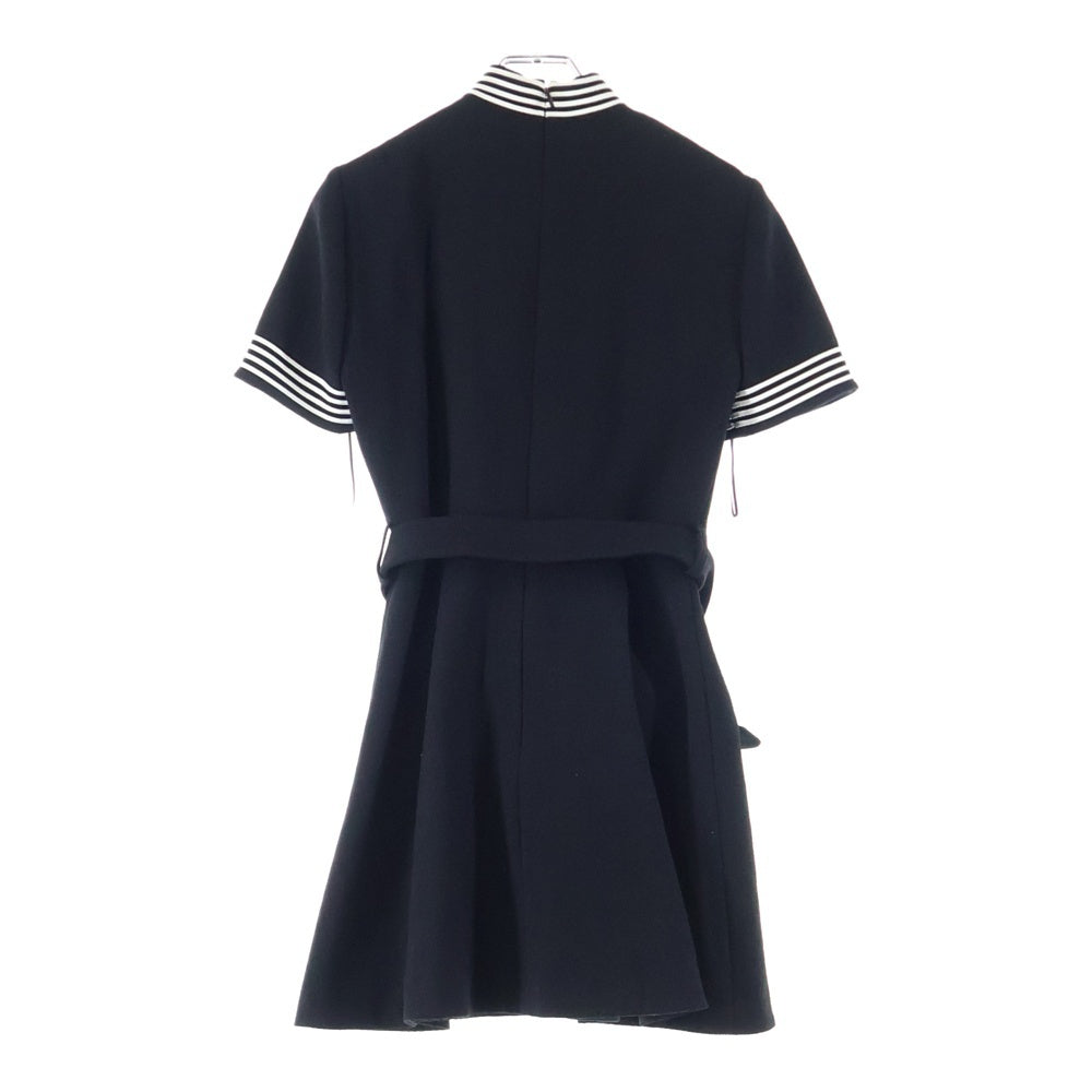 GUCCI(グッチ) Gロゴ シェルバックル ベルト ウール 半袖 ミニ ワンピース ブラック レディース 643352