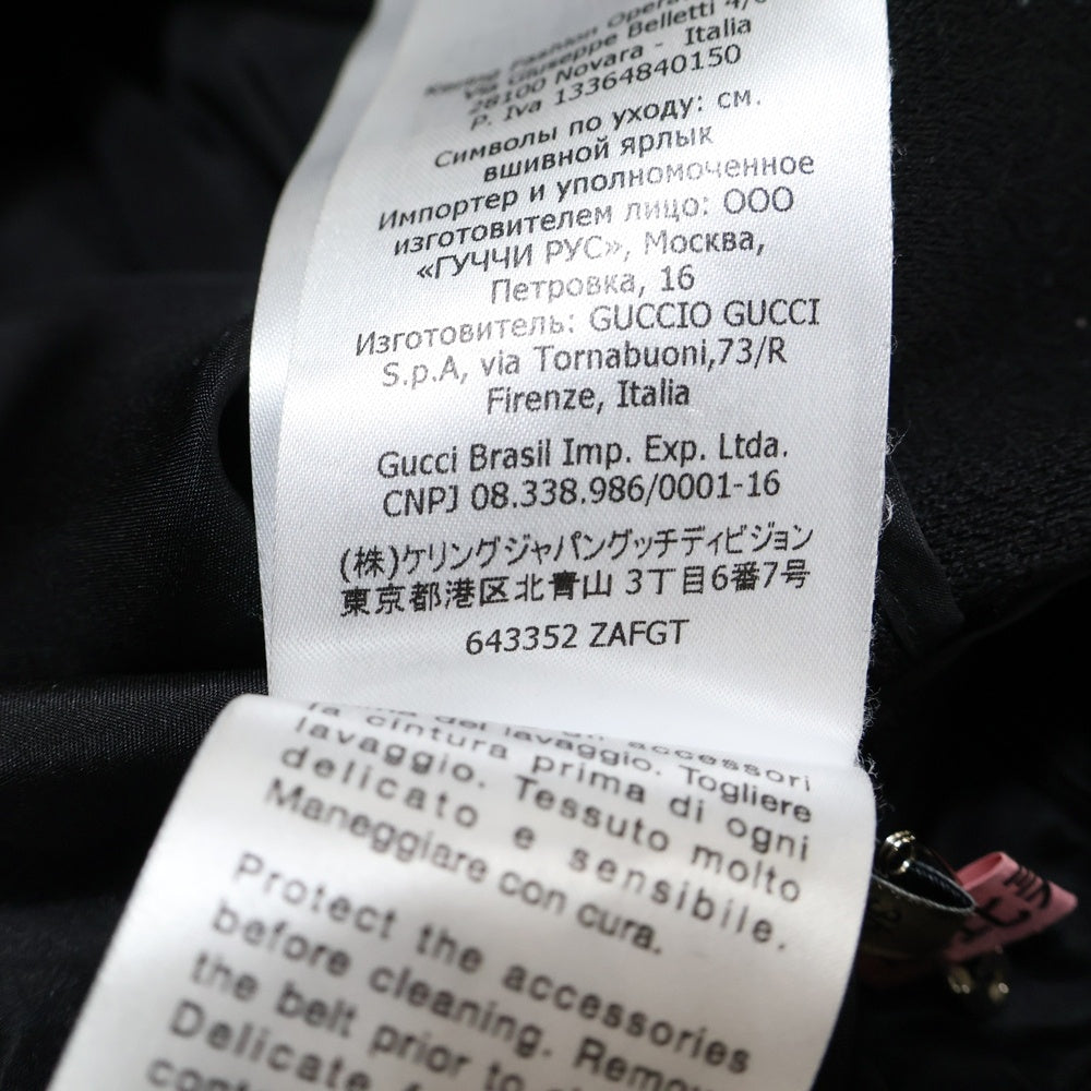 GUCCI(グッチ) Gロゴ シェルバックル ベルト ウール 半袖 ミニ ワンピース ブラック レディース 643352