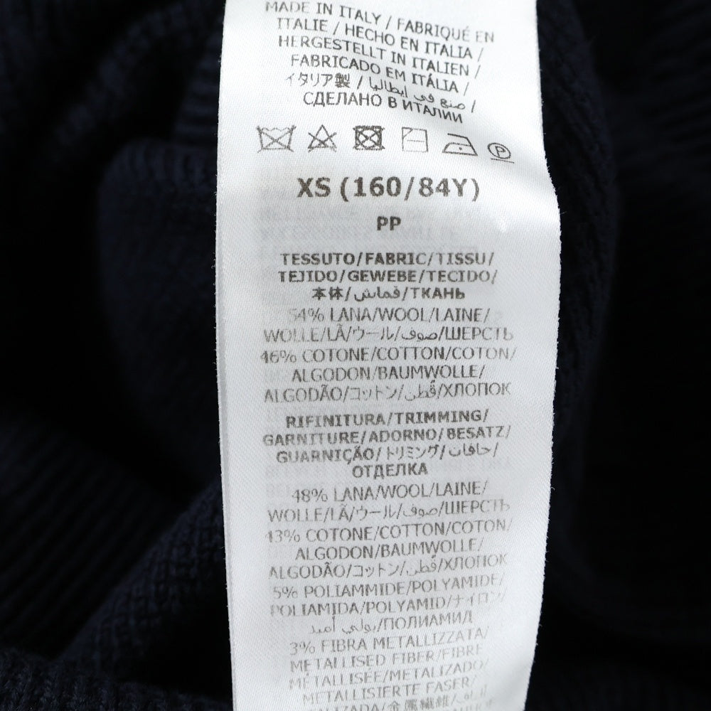 GUCCI(グッチ) GGチェーン 装飾 ウールニット クルーネック ノースリーブ ミディアムワンピース ゴールド金具 ネイビー レディース 658350