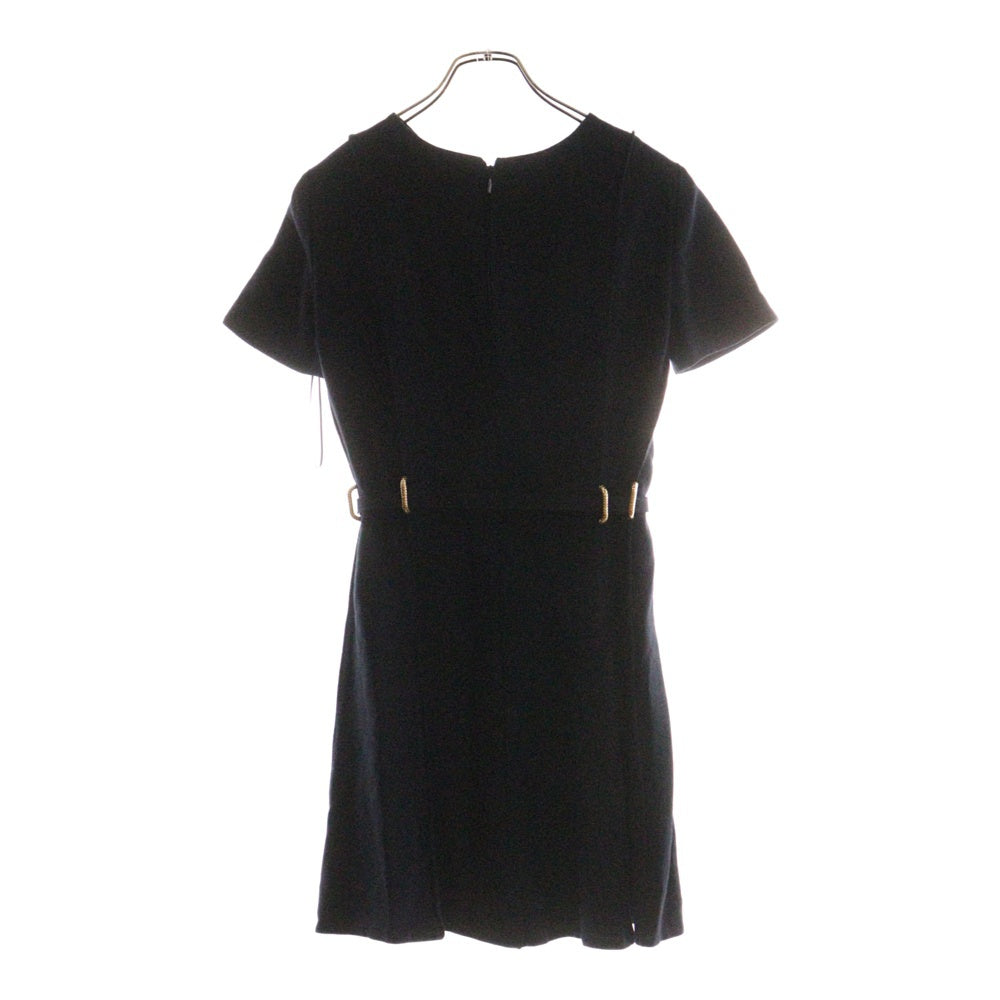 GUCCI(グッチ) GGロゴバックル レーヨン クルーネック 半袖 ミニ ワンピース ゴールド金具 ネイビー レディース 685914