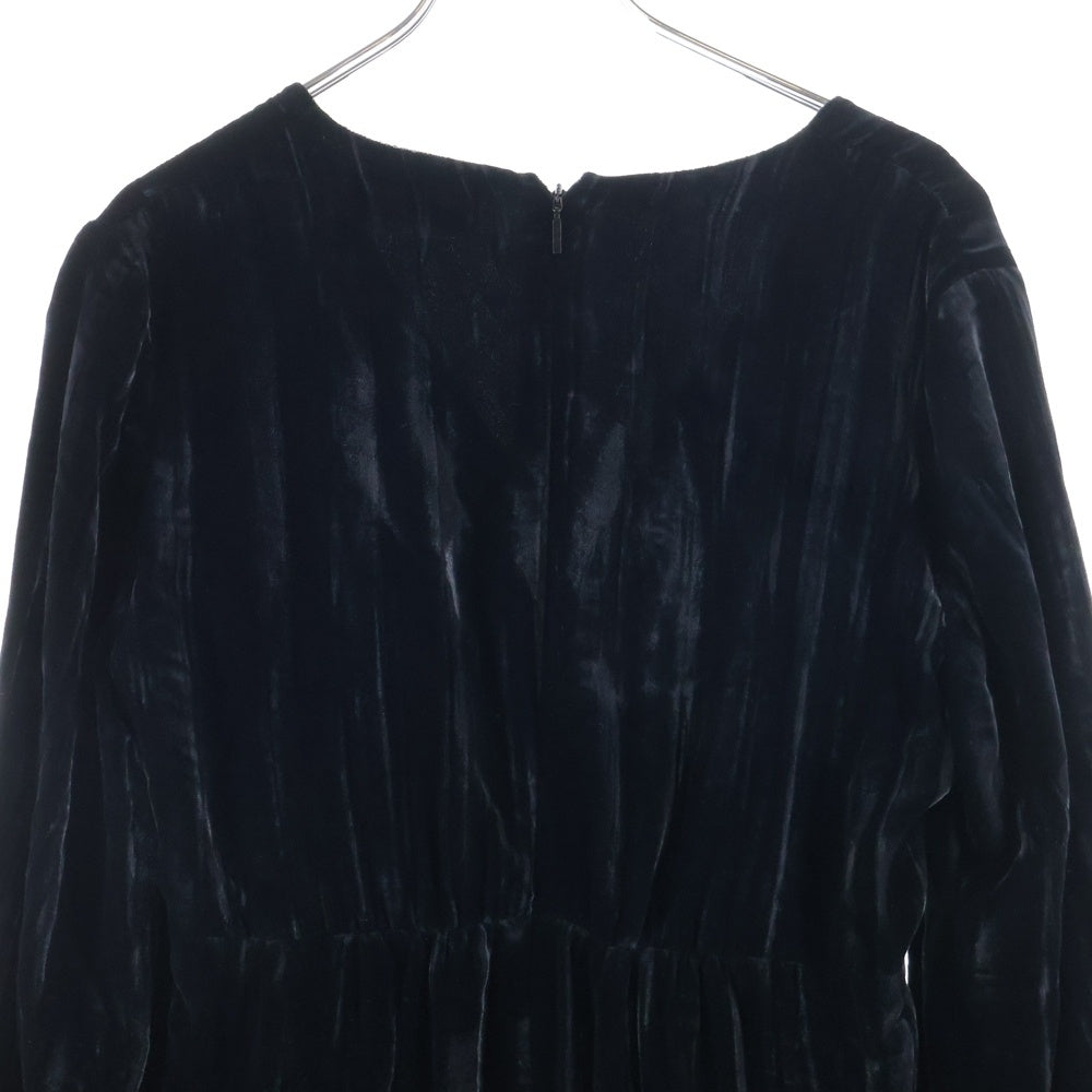 Saint Laurent 黒ベルベット ワンピース SAINT LAURENT PARIS(サンローランパリ) Vネック ベロア ベルベット