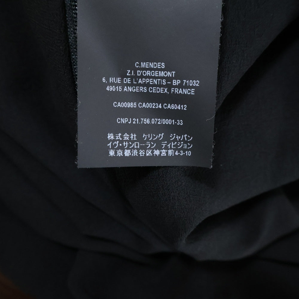 SAINT LAURENT PARIS(サンローランパリ) Vネック ベロア ベルベット ギャザー 長袖 ミニワンピース ドレス ブラック レディース 682087