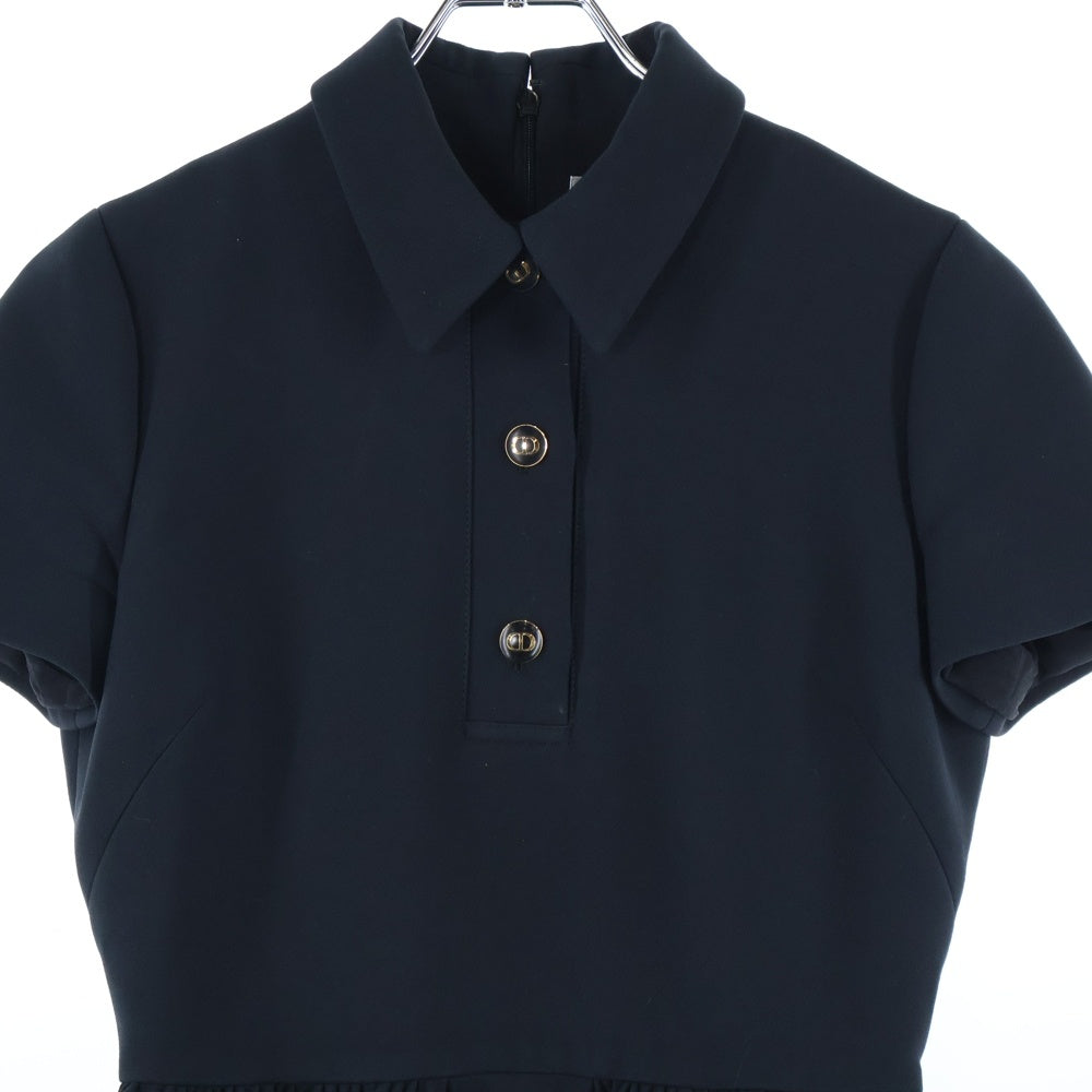 DIOR(ディオール) CDロゴボタン 半袖 ポロシャツ ミニ ワンピース ブラック レディース 111R07A1166
