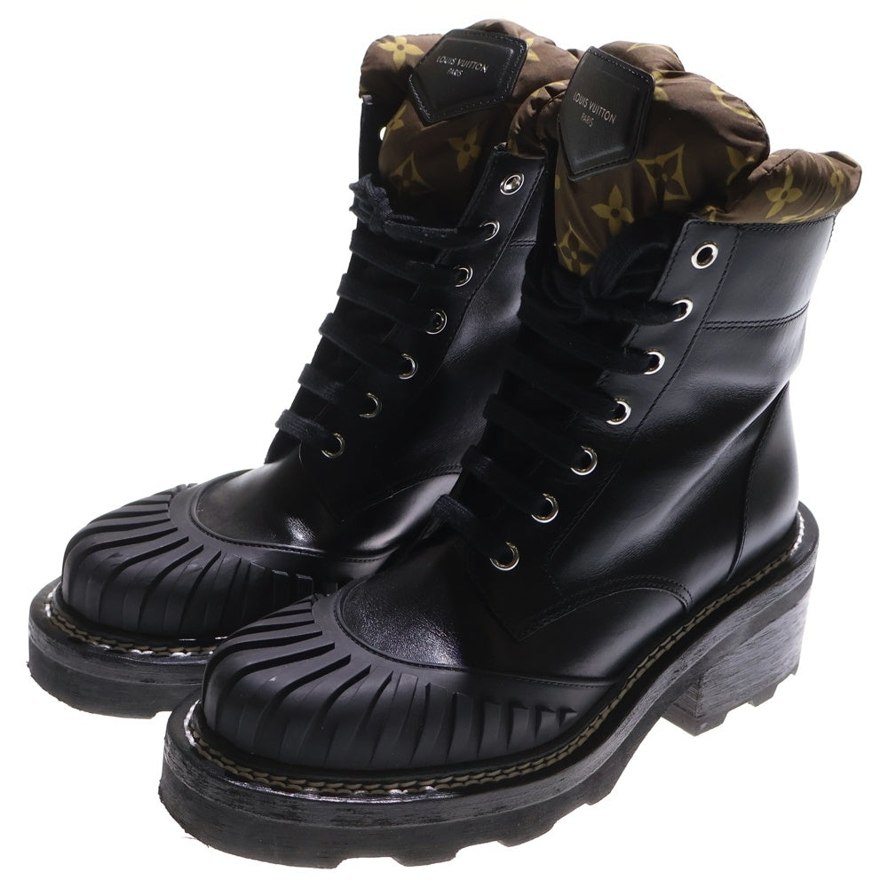 LOUIS VUITTON(ルイヴィトン) LVボブールライン モノグラム 中綿 レザー ナイロン アンクル ハイカット ショートブーツ ブラック/ブラウン レディース 1A94N4