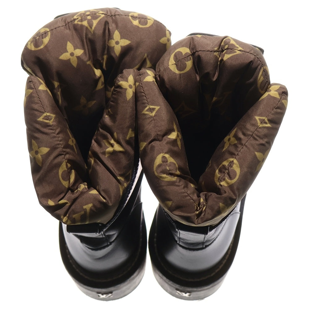 LOUIS VUITTON(ルイヴィトン) LVボブールライン モノグラム 中綿 レザー ナイロン アンクル ハイカット ショートブーツ ブラック/ブラウン レディース 1A94N4