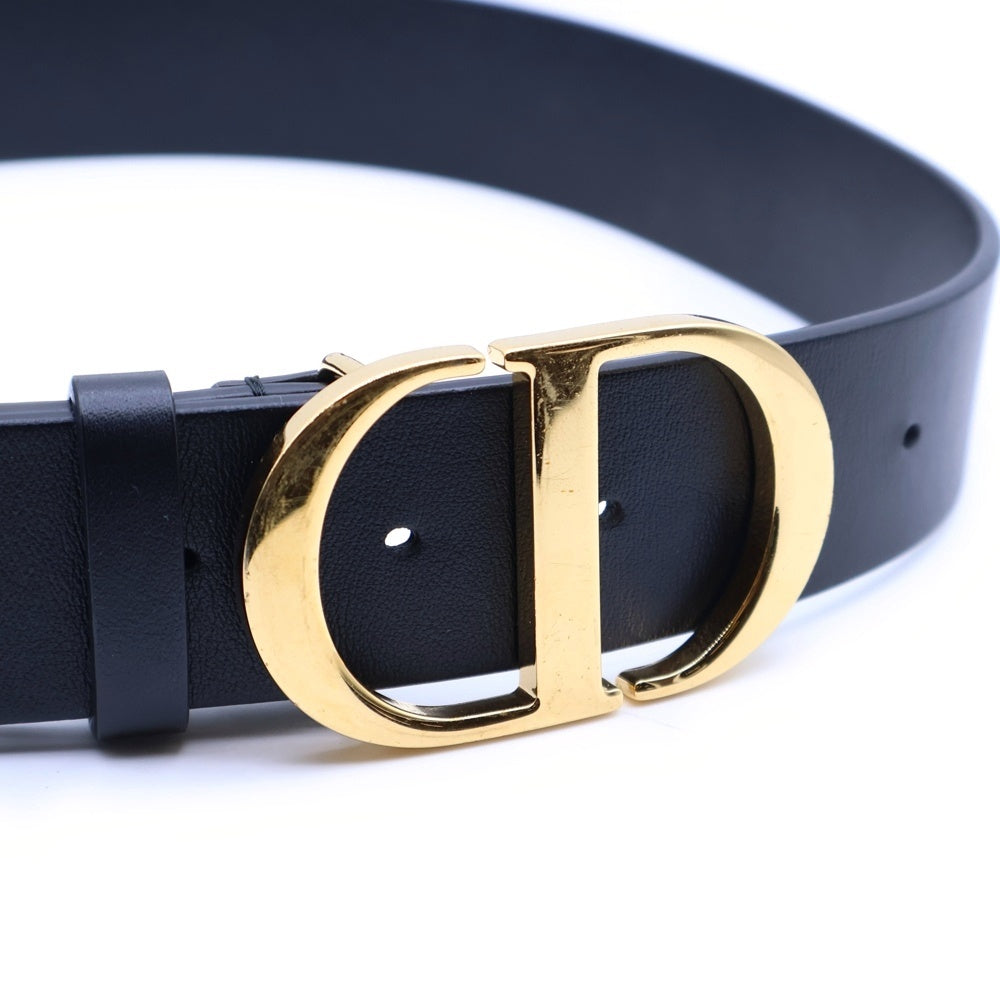 DIOR(ディオール) CDロゴ バックル レザー ベルト ブラック/ゴールド 23-MA-1211