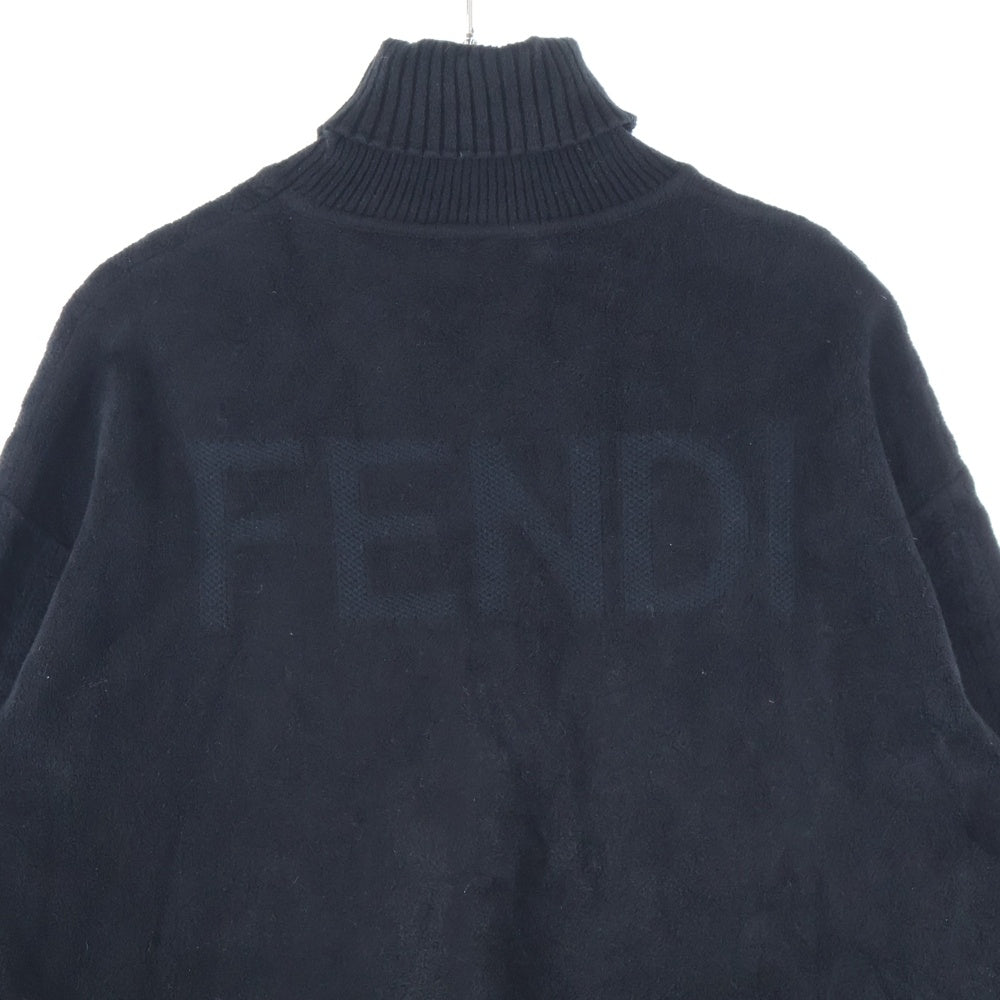 FENDI(フェンディ) 20AW ズッカ総柄 バックロゴ ジャガード レーヨン タートルネック 長袖 ニット セーター ブラック FZX605 AEEI