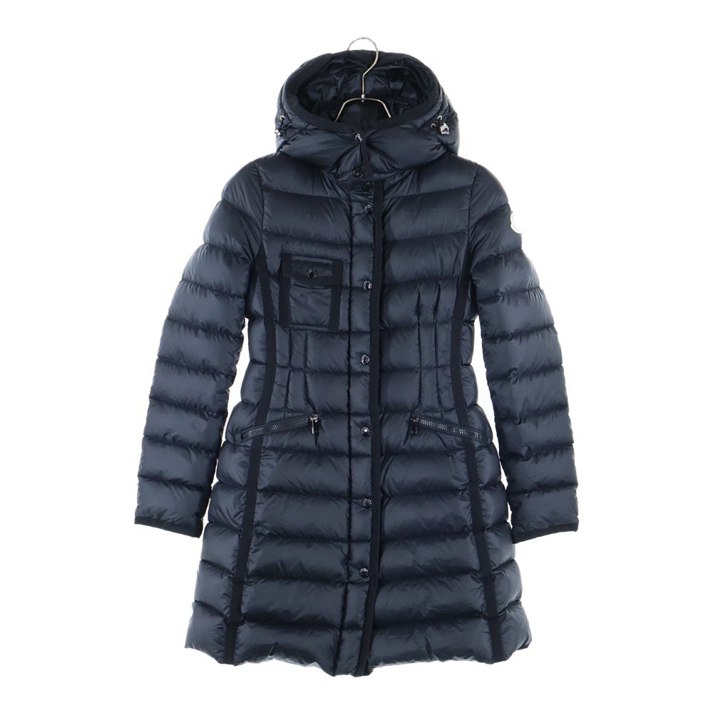 MONCLER(モンクレール) HERMINE エルミンヌ ワッペンロゴ フーデッド ジップアップ ダウン ロング ジャケット コート ブラック レディース H20931C51100 53048