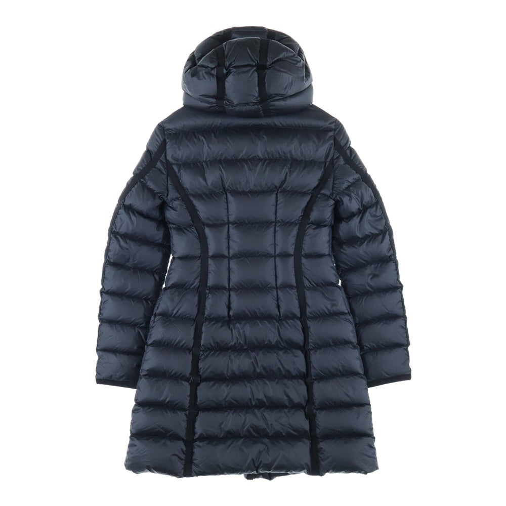 MONCLER(モンクレール) HERMINE エルミンヌ ワッペンロゴ フーデッド ジップアップ ダウン ロング ジャケット コート ブラック レディース H20931C51100 53048