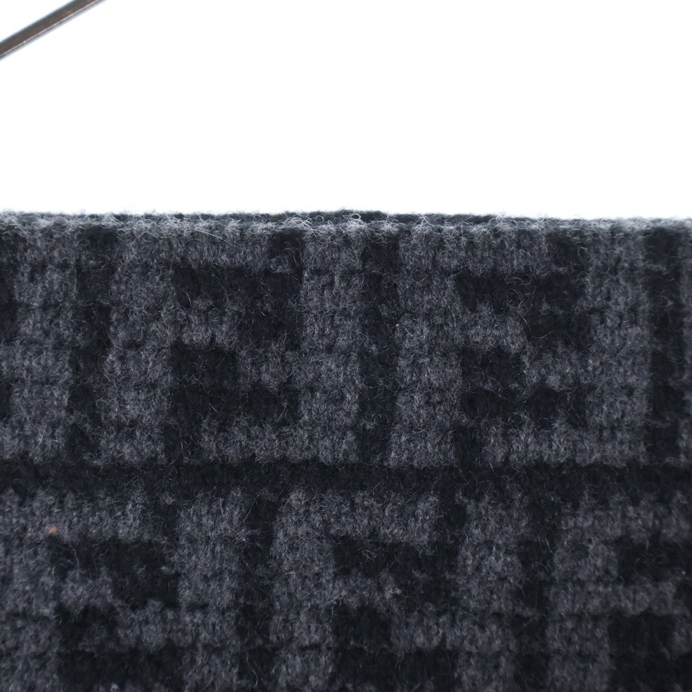 FENDI(フェンディ) ズッカ柄 FFロゴ カシミヤニット タイト ミニスカート グレー/ブラック レディース FZQ686 ALOJ