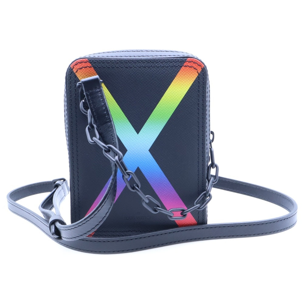 LOUIS VUITTON(ルイヴィトン) ダヌーブ メッセンジャー タイガ レインボー レザー チェーン ショルダーバッグ ポーチ ブラック M30332
