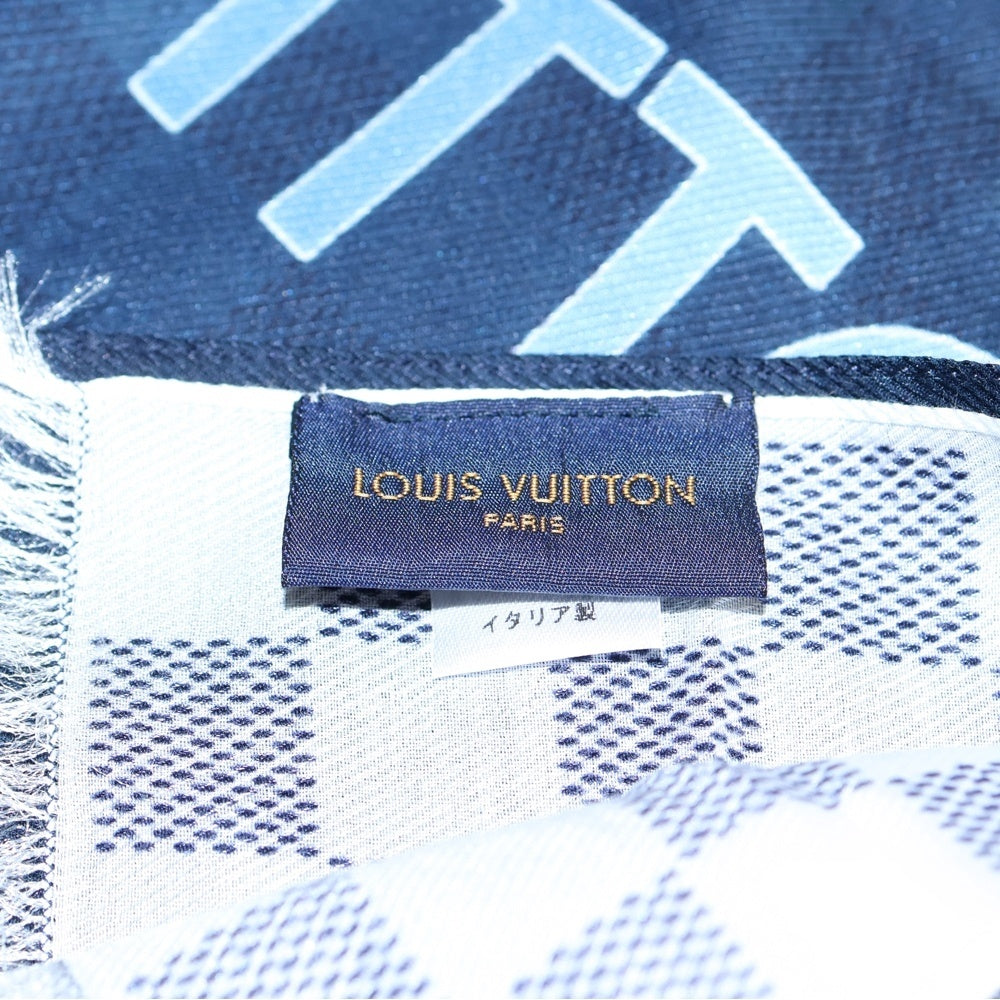 LOUIS VUITTON(ルイヴィトン) エトール ダミエ グラディエント コットン シルク ストール スカーフ ネイビー/ブルー M70765