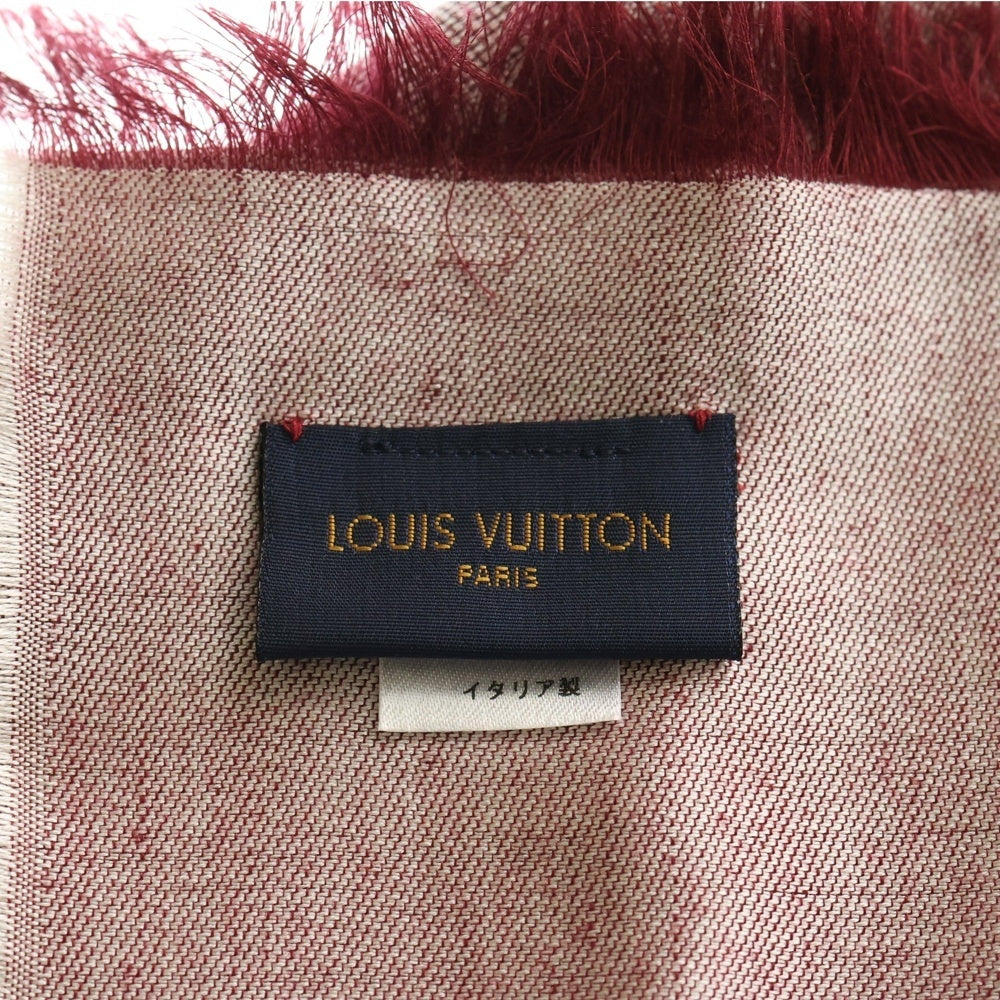 LOUIS VUITTON(ルイヴィトン) モノグラム トロンプルイユ プティットマル ストール マフラー カシミヤ シルク レッド R98142