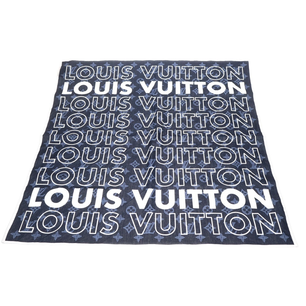 LOUIS VUITTON(ルイヴィトン) モノグラム ロゴ ハンカチ スカーフ ネイビー×ホワイト MP2306