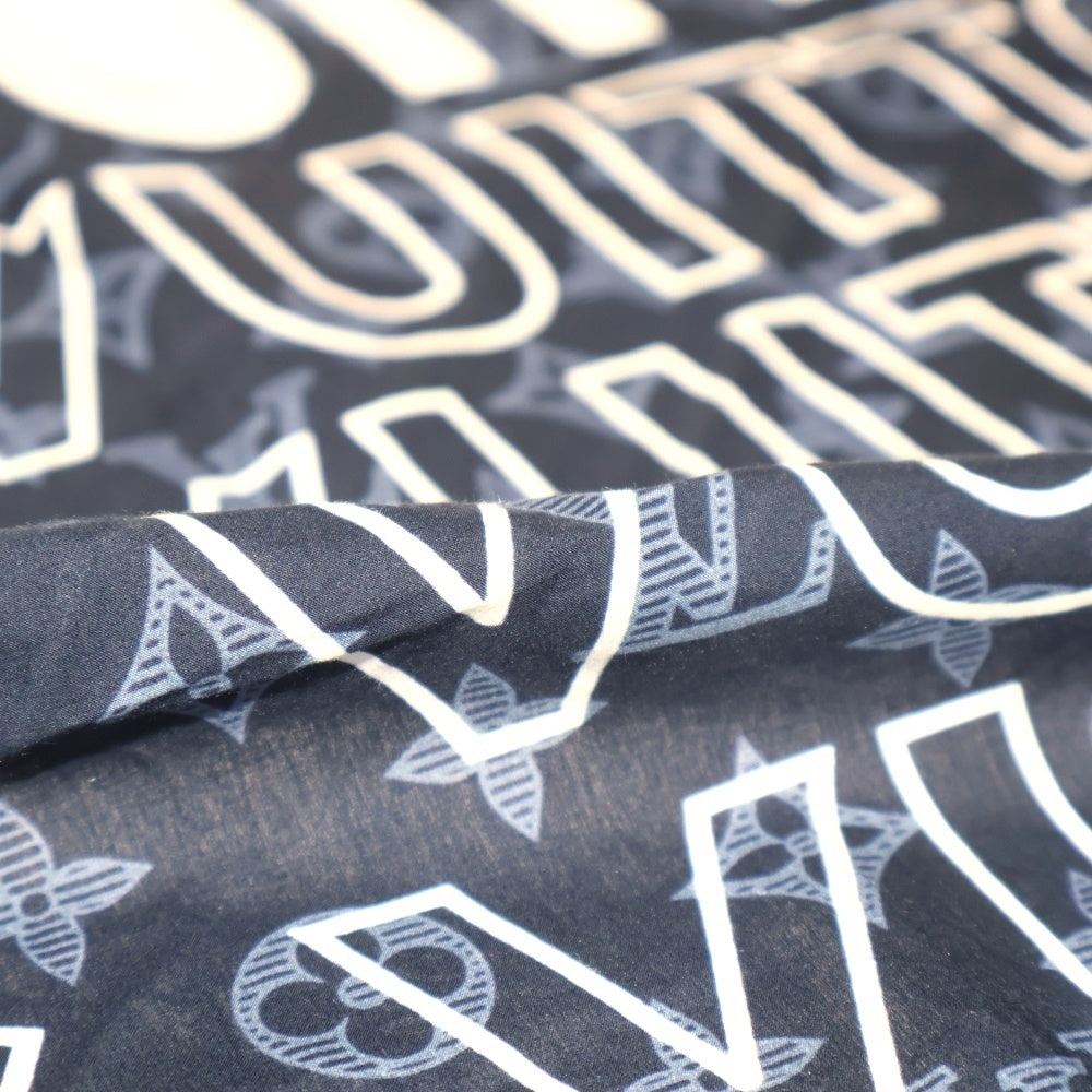 LOUIS VUITTON(ルイヴィトン) モノグラム ロゴ ハンカチ スカーフ ネイビー×ホワイト MP2306