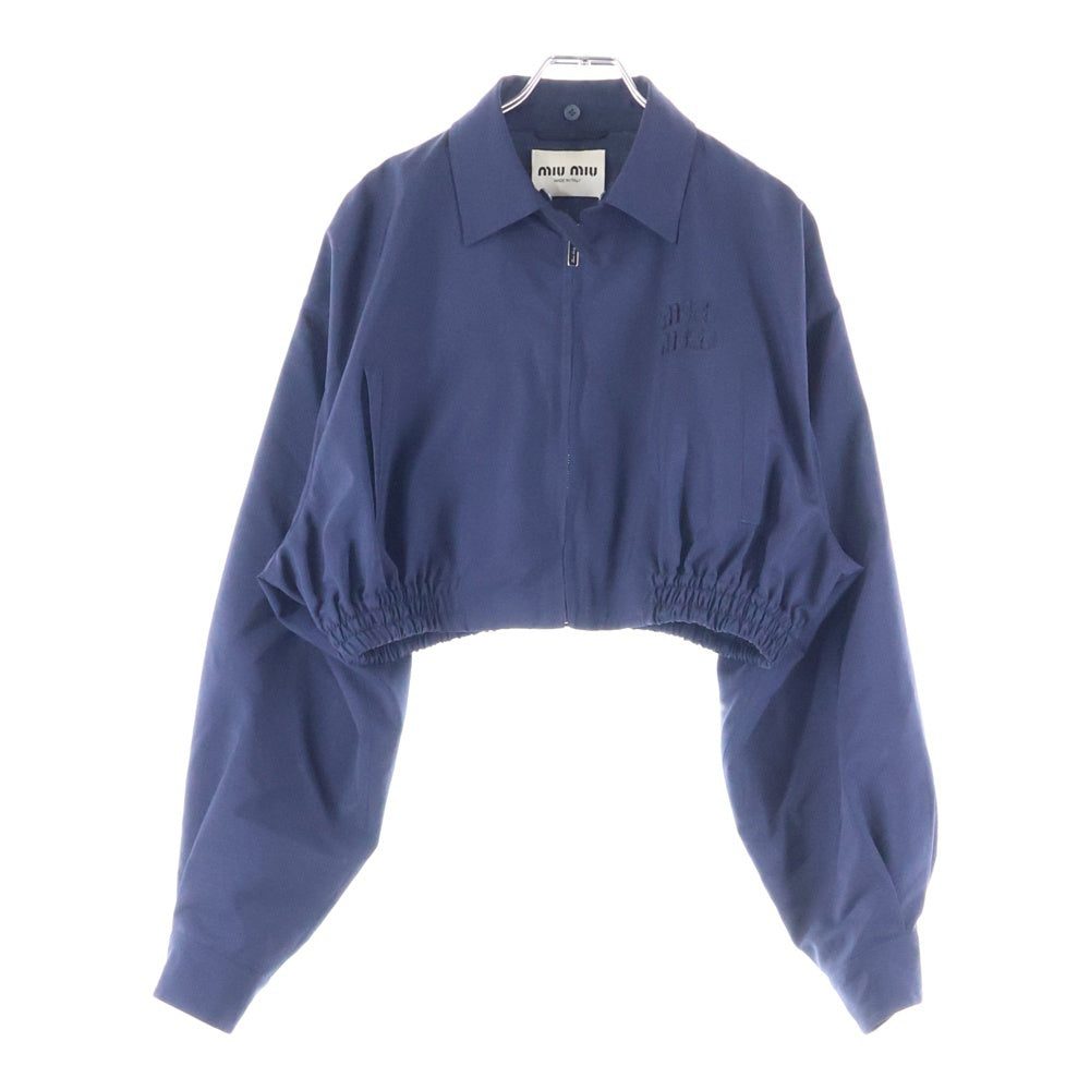 miumiu(ミュウミュウ) ロゴ刺繍 クロップドジップジャケット ブルゾン ネイビー ML852