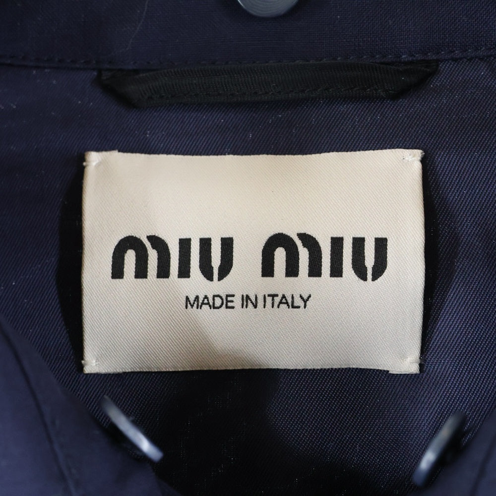 miumiu(ミュウミュウ) ロゴ刺繍 クロップドジップジャケット ブルゾン ネイビー ML852