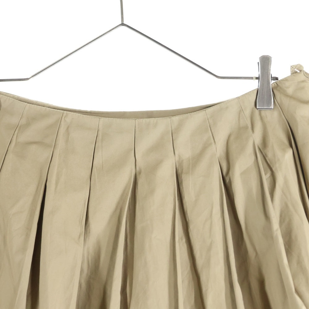 miumiu(ミュウミュウ) サイドファスナー ロゴ刺繍プリーツスカート ベージュ