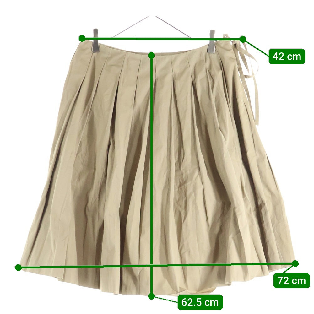 miumiu(ミュウミュウ) サイドファスナー ロゴ刺繍プリーツスカート ベージュ