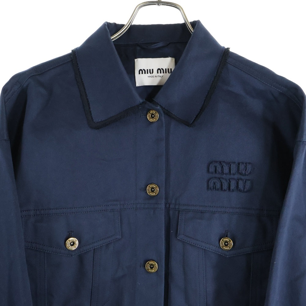 miumiu(ミュウミュウ) ロゴ刺繍 金ボタン ジャケット ML1063 ネイビー
