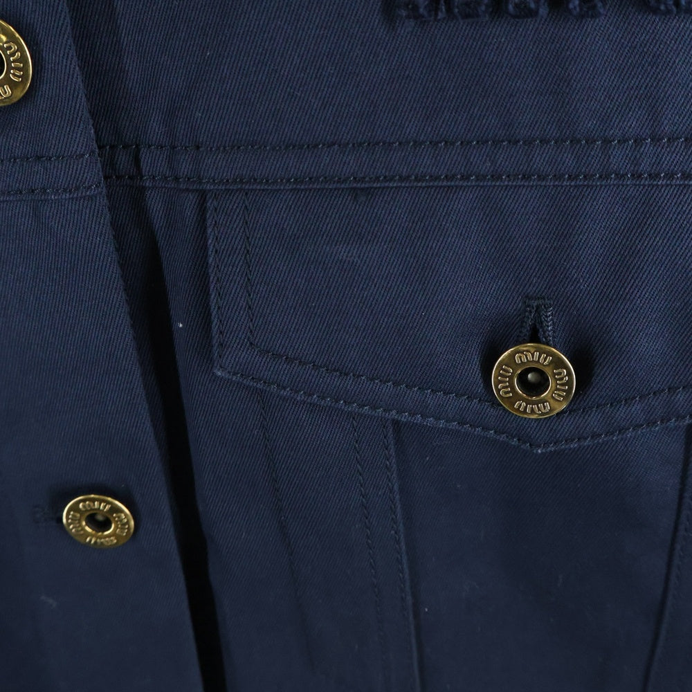 miumiu(ミュウミュウ) ロゴ刺繍 金ボタン ジャケット ML1063 ネイビー