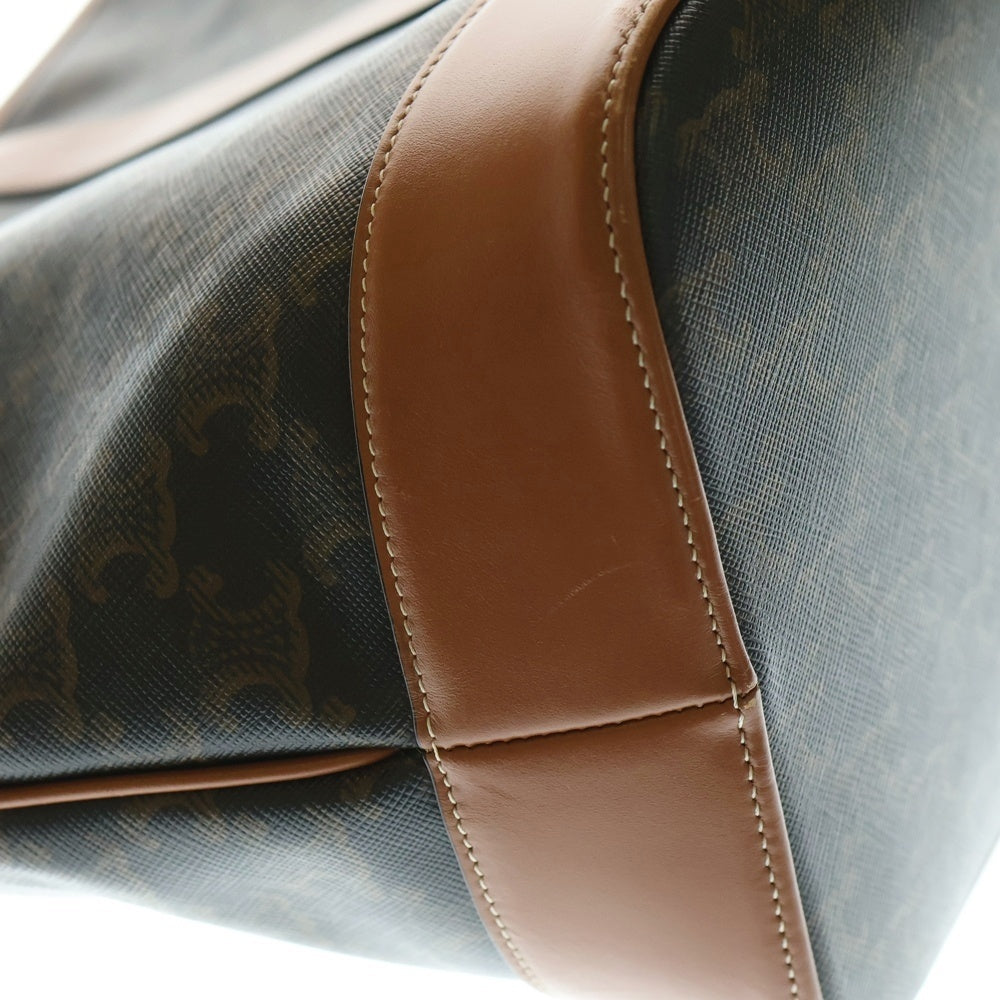 CELINE(セリーヌ) トリオンフ スモール バケット ショルダーバッグ PVC×レザー ブラック×ブラウン