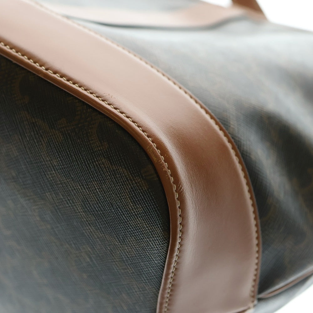 CELINE(セリーヌ) トリオンフ スモール バケット ショルダーバッグ PVC×レザー ブラック×ブラウン