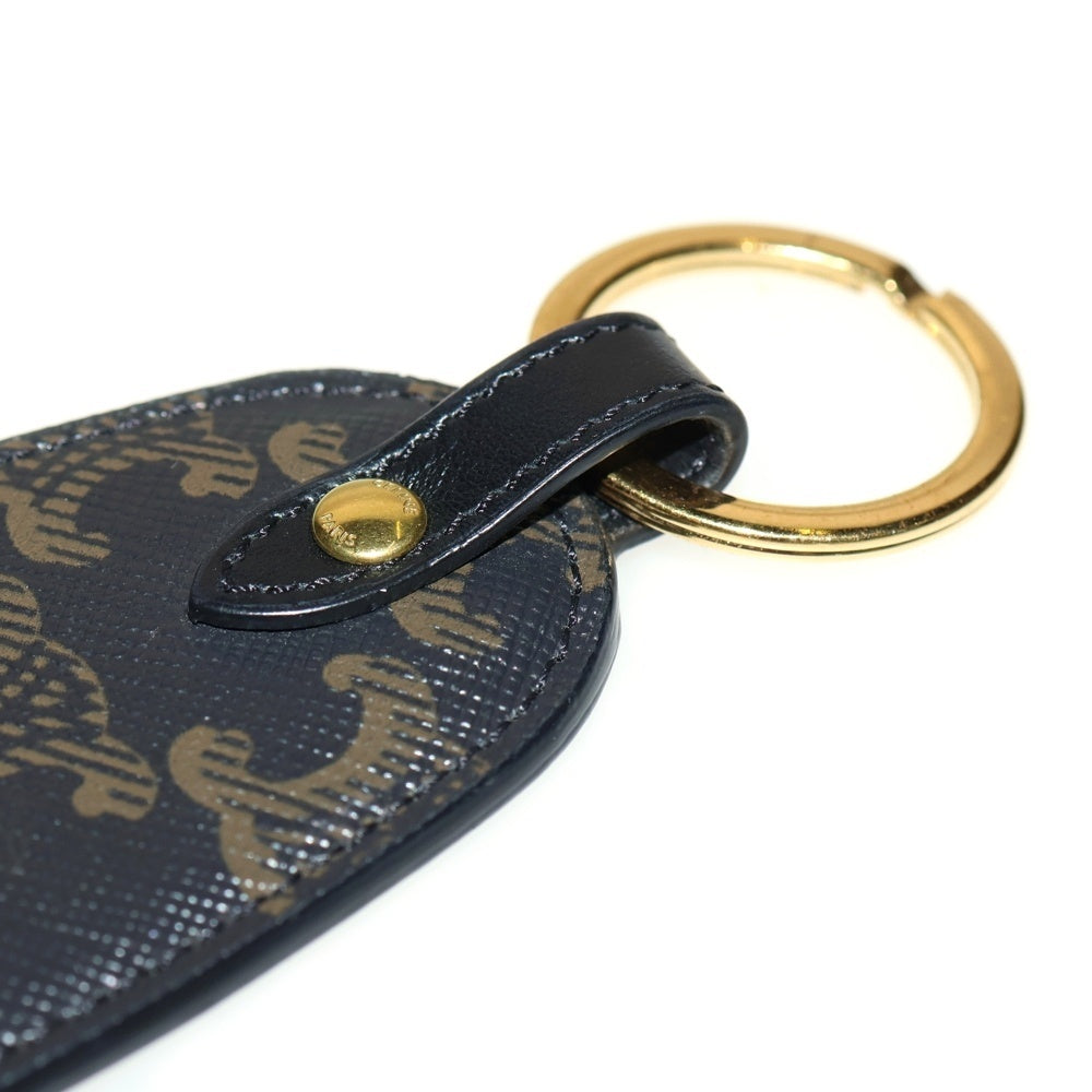 CELINE(セリーヌ) トリオンフ キーホルダー バッグチャーム キーリング ブラウン PVC ゴールド金具