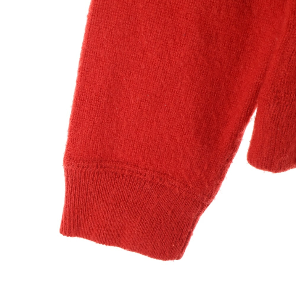 CELINE(セリーヌ) エディ期 ロゴ ナンバリング ボア 刺繍 カシミヤ混 ウール クルーネック プルオーバー ニット セーター レッド 2A69P402P