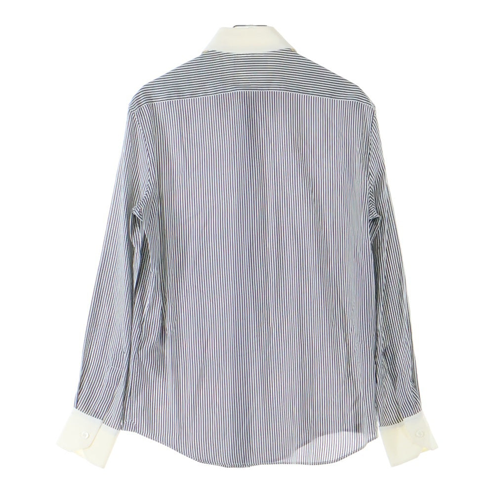 CELINE(セリーヌ) loose shirt in striped silk poplin ストライプ総柄 シルクポプリン ルーズフィット 長袖シャツ ホワイト/グレー 2C259848H