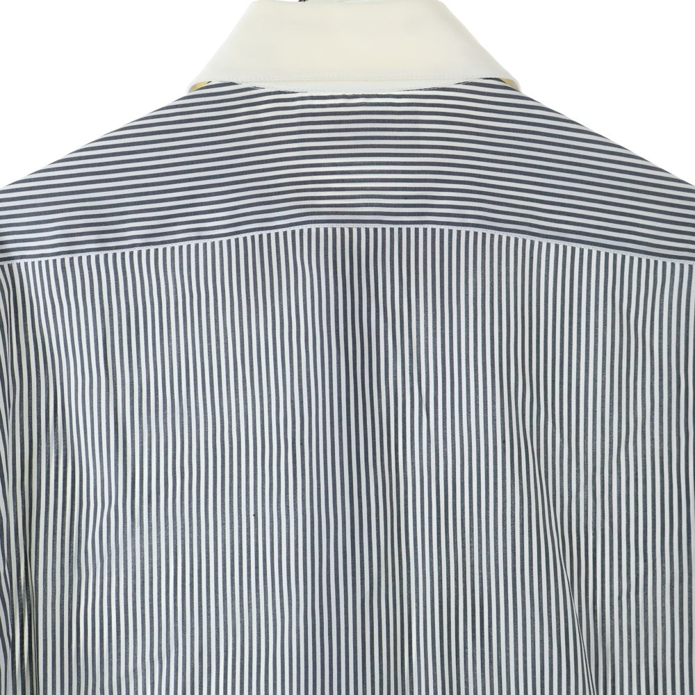 CELINE(セリーヌ) loose shirt in striped silk poplin ストライプ総柄 シルクポプリン ルーズフィット 長袖シャツ ホワイト/グレー 2C259848H