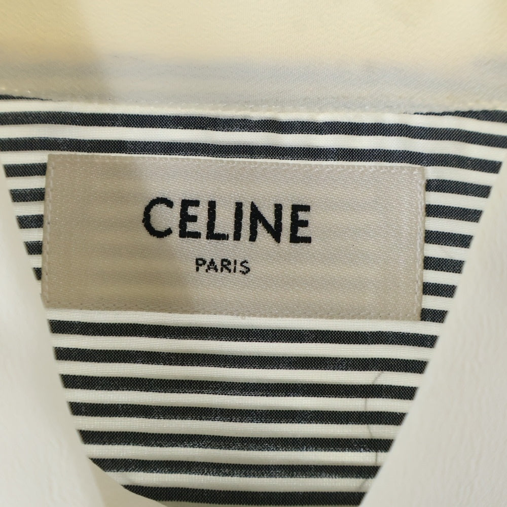 CELINE(セリーヌ) loose shirt in striped silk poplin ストライプ総柄 シルクポプリン ルーズフィット 長袖シャツ ホワイト/グレー 2C259848H