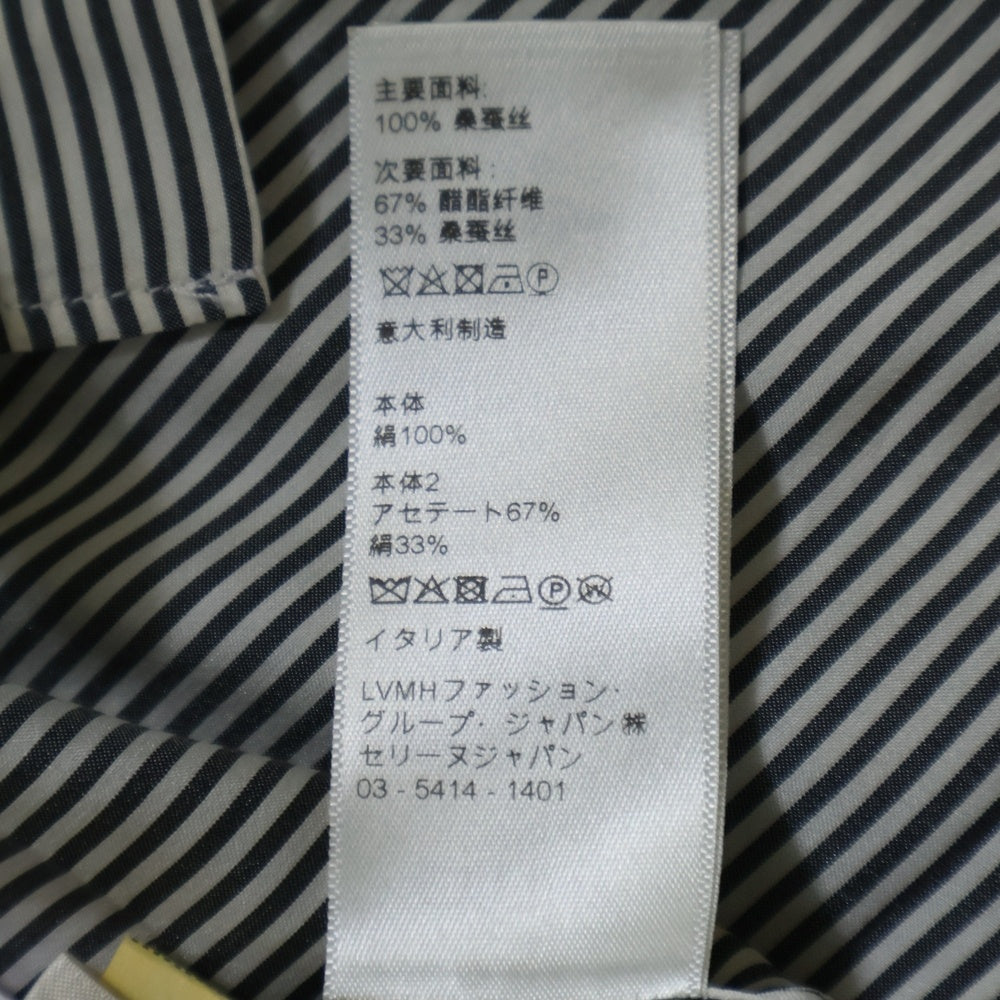 CELINE(セリーヌ) loose shirt in striped silk poplin ストライプ総柄 シルクポプリン ルーズフィット 長袖シャツ ホワイト/グレー 2C259848H