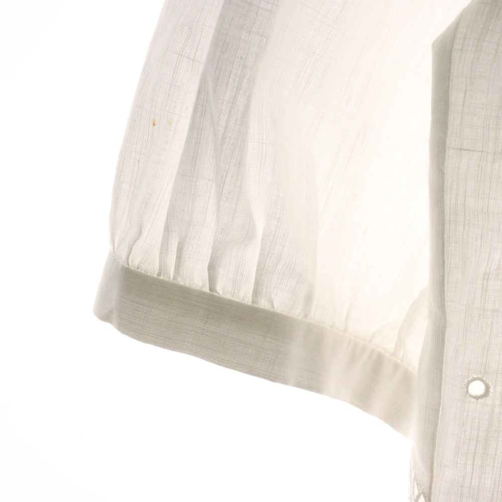 CELINE(セリーヌ) トリオンフ ボタン コットン レース刺繍 パフスリーブ 半袖 シャツ ブラウス ホワイト レディース 2B499122I