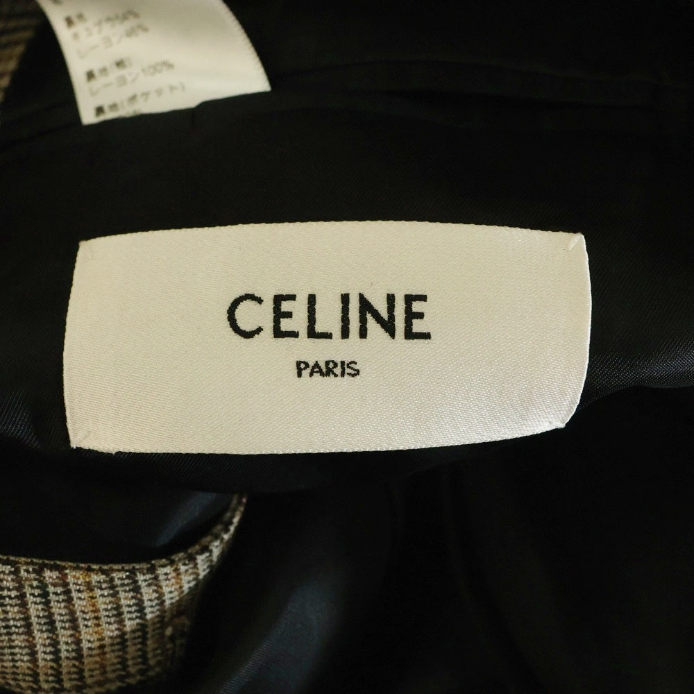 CELINE(セリーヌ) チェック総柄 ダブルブレスト テーラードジャケット ベージュ 2V120915H