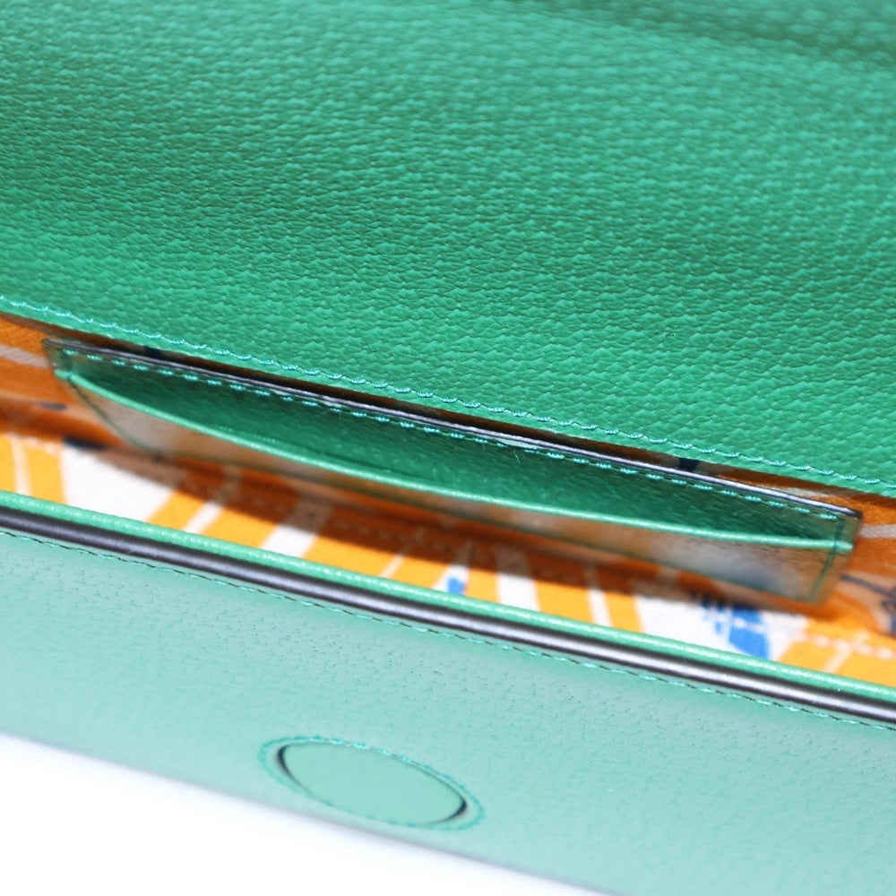 GUCCI(グッチ) ×adidas アディダス トレフォイル エンボスロゴ レザー ウェブライン ショルダーバッグ ゴールド金具 グリーン 727791