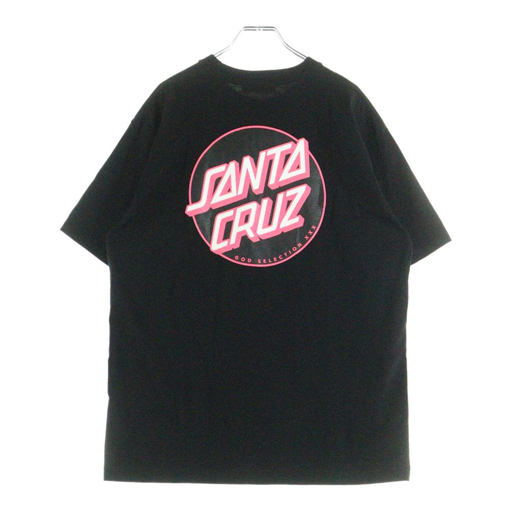 GOD SELECTION XXX(ゴッドセレクショントリプルエックス) ×SANTA CRUZ サンタクルーズ ボックスロゴプリント クルーネック 半袖Tシャツ カットソー ブラック