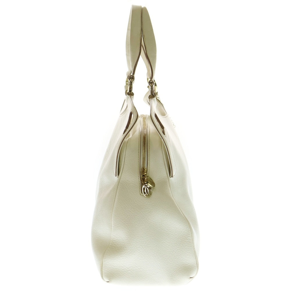 Cartier(カルティエ) マルチェロ パンチングロゴ レザー ハンド トートバッグ ゴールド金具 ホワイト L1000885