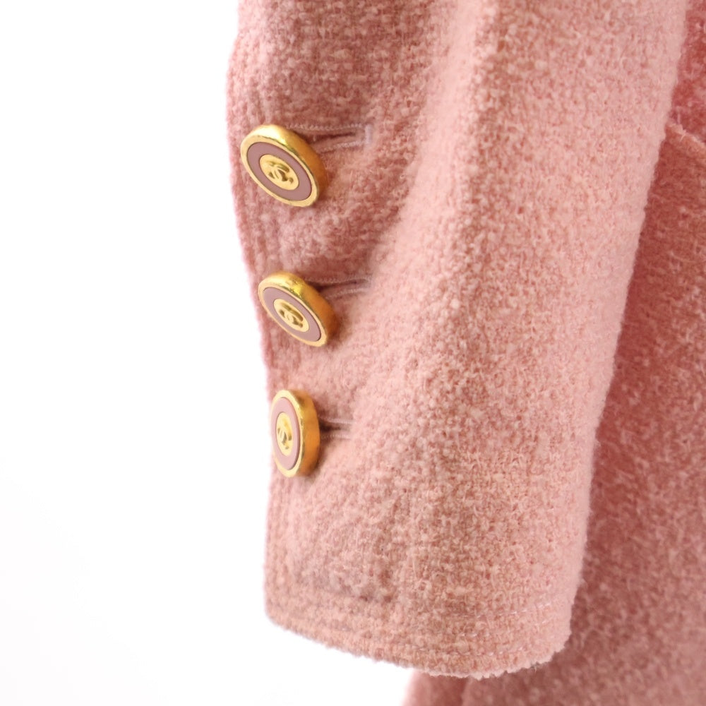 CHANEL(シャネル) 96C クルーズコレクション ココマークボタン ウールツイード ダブルブレスト テーラードジャケット ピンク レディース P06115V04542