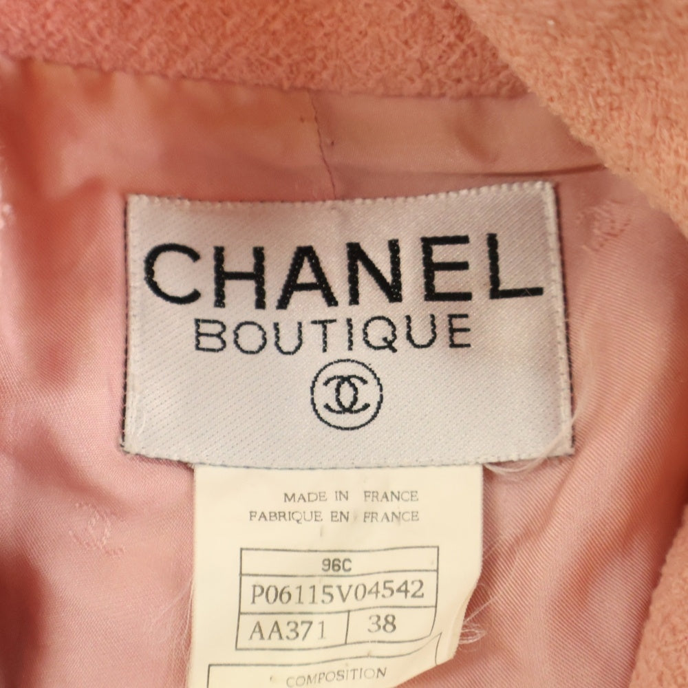 CHANEL(シャネル) 96C クルーズコレクション ココマークボタン ウールツイード ダブルブレスト テーラードジャケット ピンク レディース P06115V04542