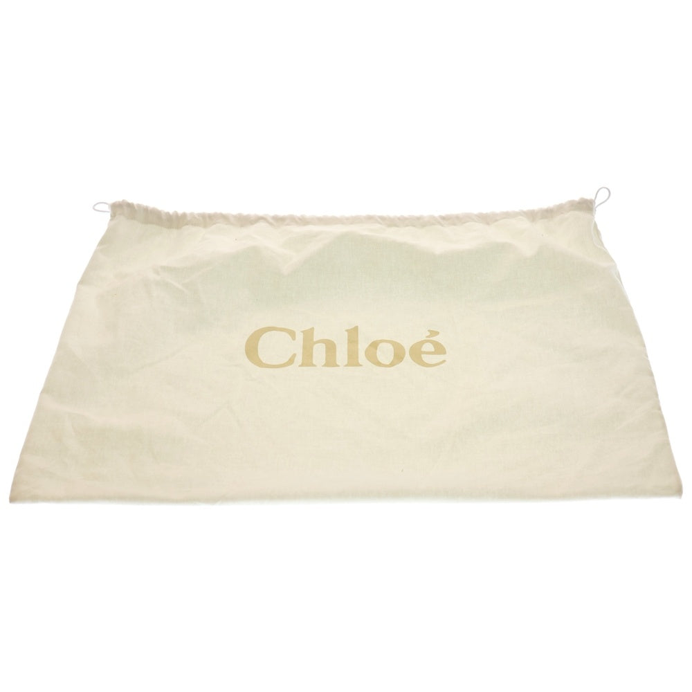 Chloe(クロエ) ウッディ ラージ ロゴプリント キャンバス レザー ショルダー トートバッグ ベージュ 21US382