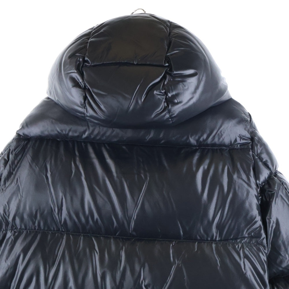 MONCLER(モンクレール) 24AW MONTBELIARD モンベリアル ワッペンロゴ トリコロールライン フーデッド ジップアップ ダウンジャケット ブラック J20911A51X00 68950