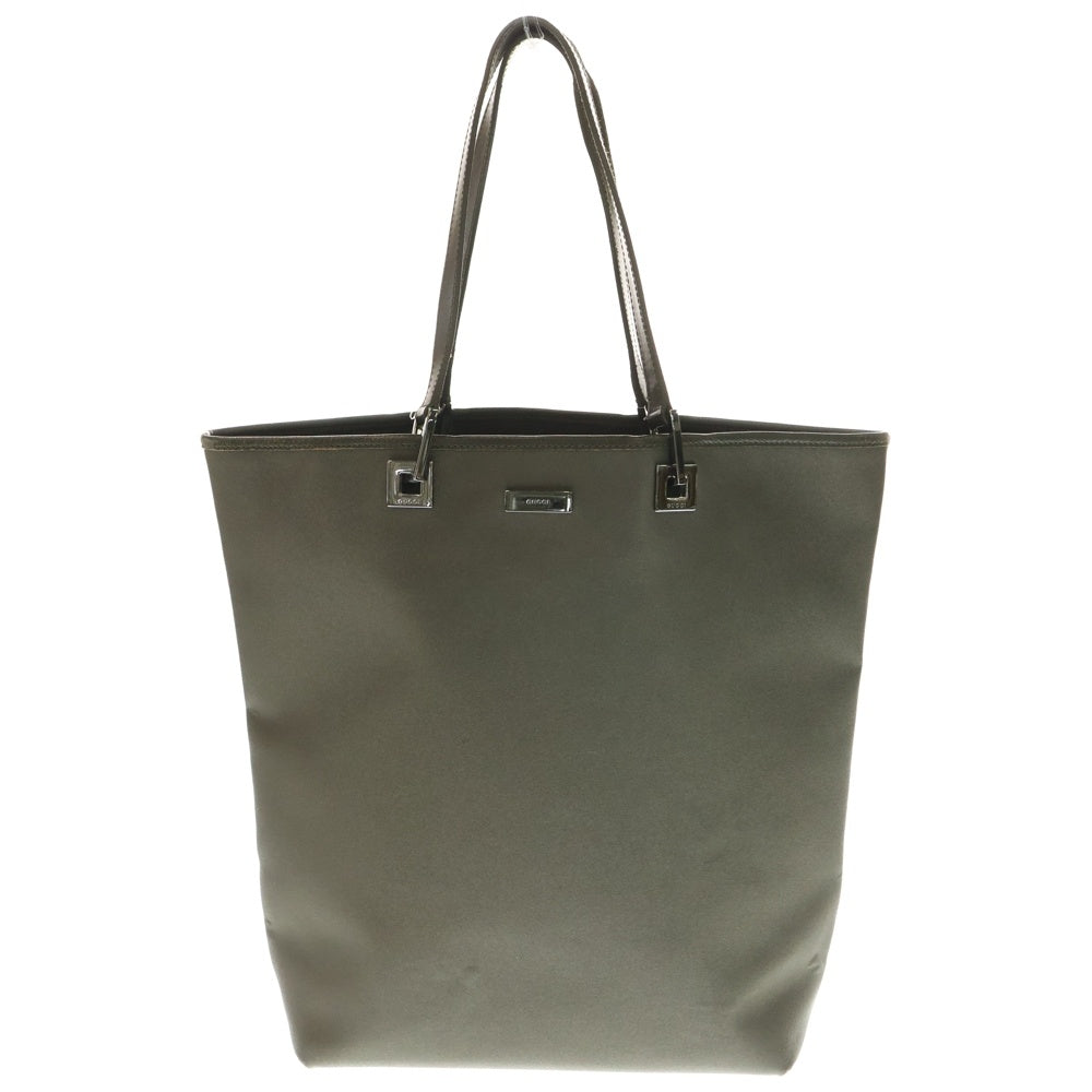 GUCCI(グッチ) ロゴレザー切替ナイロントートバッグ ハンドバッグ ブラウン