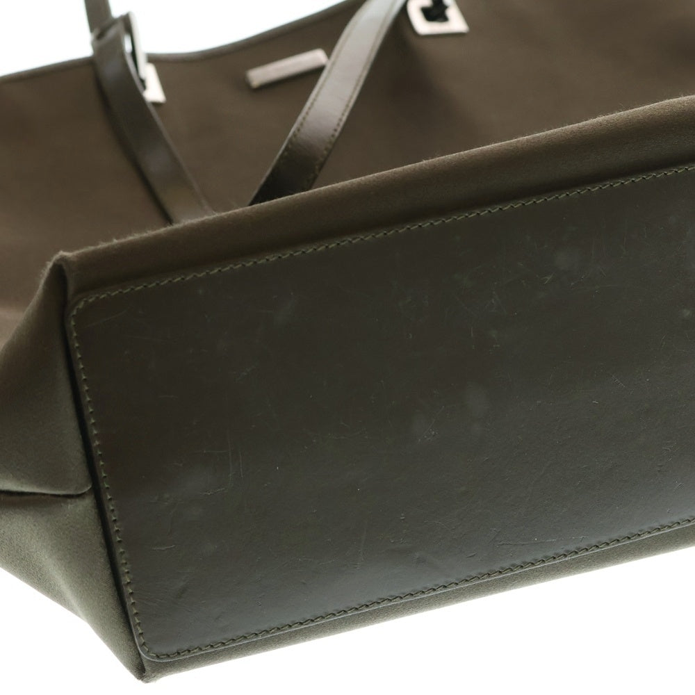 GUCCI(グッチ) ロゴレザー切替ナイロントートバッグ ハンドバッグ ブラウン